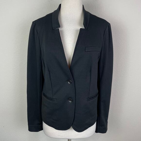 Loft Black Ponte Knit One Button Blazer Large - Picture 2 of 8